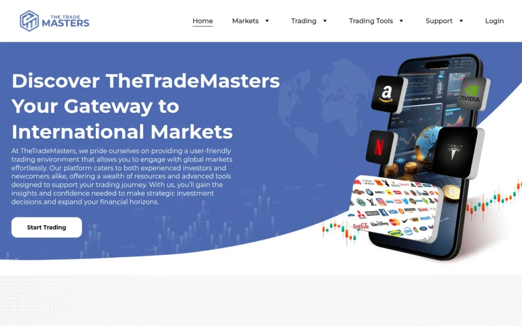 Главная страница thetrademasters.com — обзор брокера, отзывы клиентов и информация о возможных мошеннических схемах