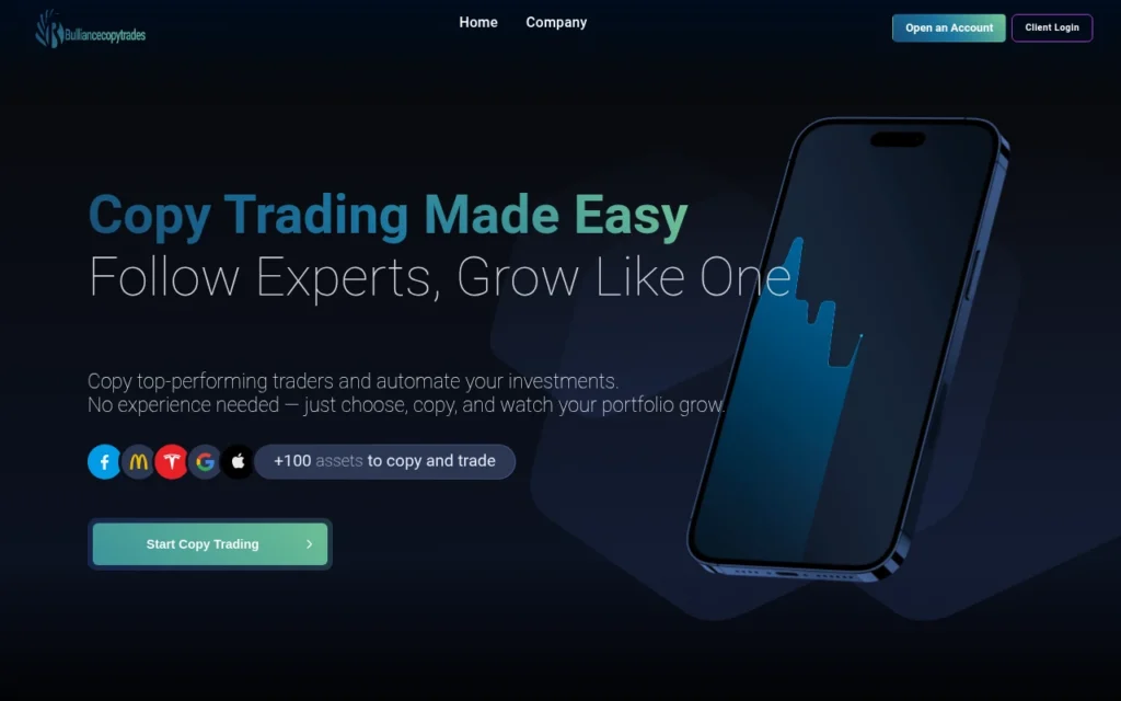 Главная страница bulliancecopytrades.com — отзывы, обзор брокера и как вернуть средства