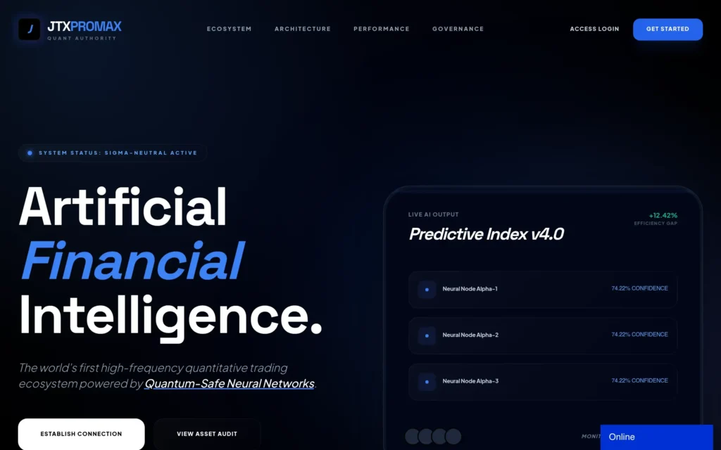 Скриншот сайта jtxpromax.com с интерфейсом брокерской платформы и инвестиционными предложениями