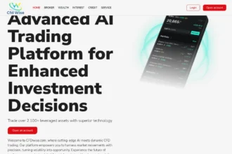 Скриншот главной страницы cfdwise.com с интерфейсом платформы, отзывами клиентов и упоминаниями возможных рисков при работе с сервисом