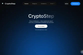 Скриншот стартового экрана cryptostep.org с элементами интерфейса сайта, отзывами пользователей и упоминанием возможных рисков