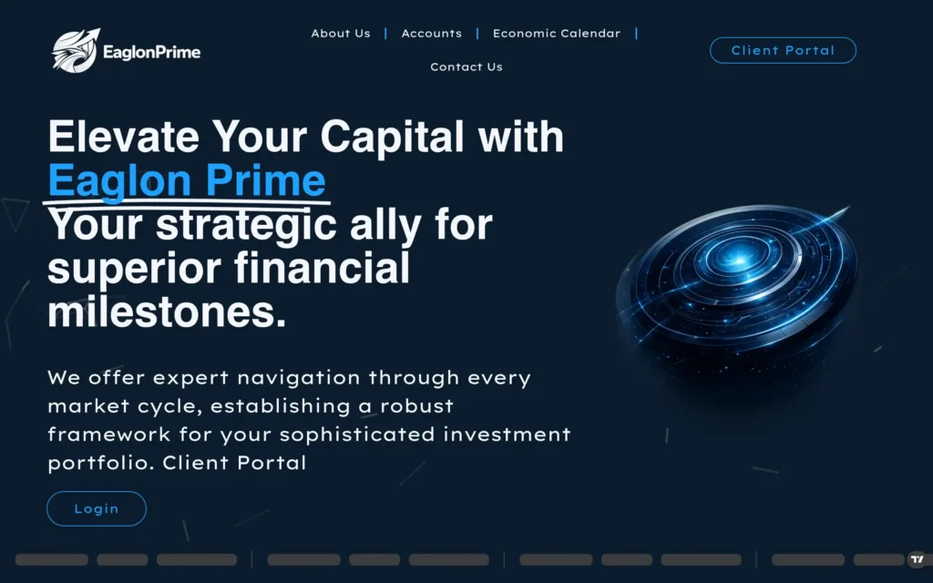 Скриншот сайта Eaglonprime.com — внешнее оформление главной страницы брокера