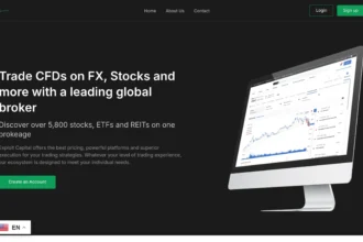 Скриншот сайта ExploitCapitalfx.org с интерфейсом брокерской платформы и разделами для инвестиций