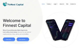 Скриншот сайта finnestcapital.com с интерфейсом брокерской платформы и инвестиционными предложениями