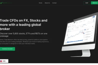 Скриншот сайта vertextradenetwork.com с интерфейсом инвестиционной платформы и элементами брокера