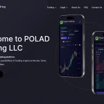Скриншот главной страницы poladllc.com с интерфейсом брокерской платформы, обзором сайта и элементами личного кабинета